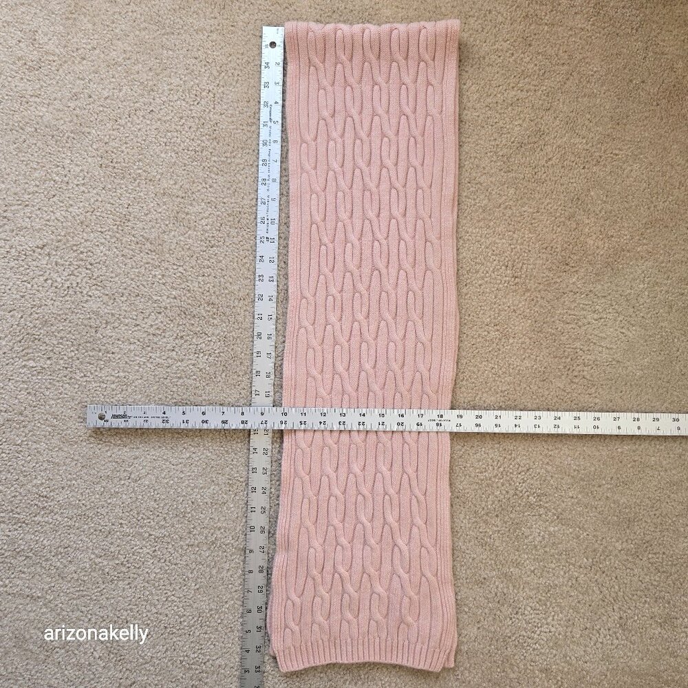 Ralph Lauren Pink Cable Knit Scarf Cotton/Wool Blend Preppy
